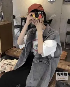 新品未使用▼SHEIN☆ ウォッシュド オーバーサイズ デニム ベストのサムネイル