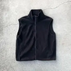 00s ヴィンテージ 古着 テックフリースベスト ジップアップ 黒 紫 L