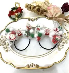 No.517♡クリスマス♡ポンポンリボン♡ヘアゴム♡ハンドメイド♡