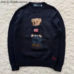 現行QRタグ⭐︎ポロラルフローレン セーター 星条旗ポロベア ネイビー手洗可 SP