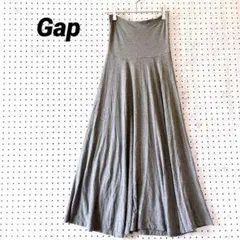 ギャップ マキシフレアスカート ハイウエスト カットソー素材 グレー レーヨン混