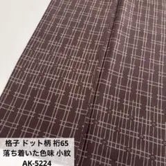 格子 ドット柄 裄65 落ち着いた色味 小紋 正絹 AK-5224