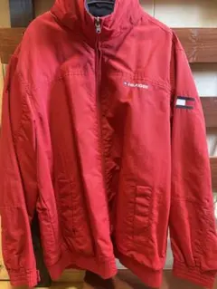 HILFIGER 赤 ナイロンジャケット フード付き XL