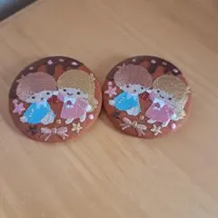 Sanrio サンリオ　刺繍缶バッチ リトルツインスターズ２個セット