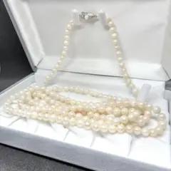 ✨ロング✨ 本真珠 あこや パール ネックレス 5.9〜6.5mm SILVER