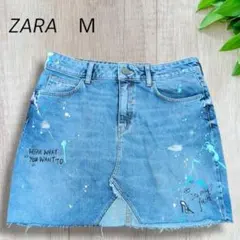 ZARAザラ　デニムスカート　ダメージ加工　ペイント　ミニスカート　夏のボトムスのサムネイル