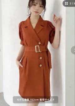 【RESEXY】スリーブシアーデザインワンピース・オレンジ