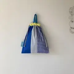 handmade 持ち手付き巾着 35×30cm ⑪ / お着替え袋 入園入学