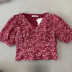 ロイヤルパーティー　花柄　パフスリーブ　Vネックシャツ　新品未使用