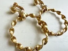 年代物 当時物 未使用 ねじりフープ 輪っか vintageイヤリング