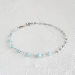ラリマー × ペタルチェーン ブレスレット *S *天然石