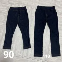 デニム風レギンスパンツ 90cm 110cm 2枚セットのサムネイル