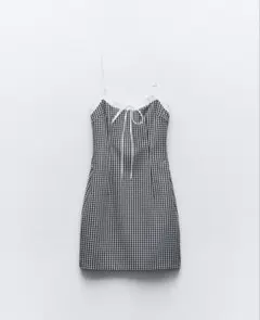 ZARA チェック柄 ノースリーブミニワンピース XS