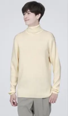 無印良品 リブタートルネックセーター アイボリー Mサイズ