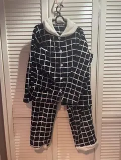 フリース フワッと　チェック柄 パジャマ 上下セット