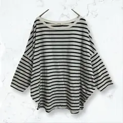 s120 レプシィム 七分袖カットソー 白黒 F ボーダー ゆったり 春夏
