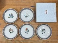 未使用品 九谷焼 青郊窯 金彩 草花絵変わり 銘々皿 取り皿 5枚セットのサムネイル