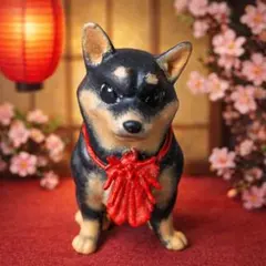 柴犬 黒柴 置物 2体セット 和風 開運インテリア かわいい ハンドメイド