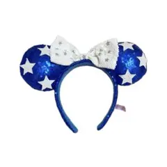 ミニーマウス耳カチューシャ 青い星柄