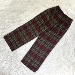 美品✨トライルーツ Alma Design【L相当】チェック柄ワイドパンツ 赤系