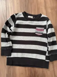 ストライプデザイン長袖トレーナー