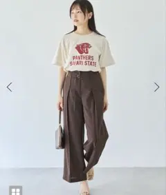 JCAESAR PANTSストライプ柄 タック入りドローストリング ロングパンツ 