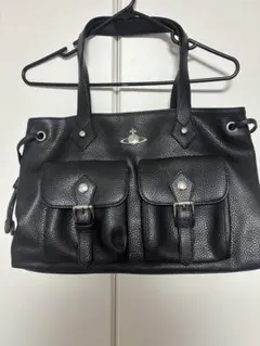 【美品】 ヴィヴィアンウエストウッド トートバッグ オーブ レザー シボ革 肩掛