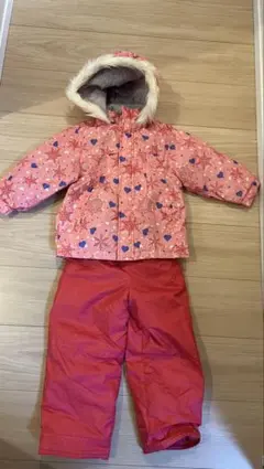 90サイズ　子ども用スキーウェアセット ピンク　女の子　ミトン付き