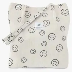 トートバッグ ショルダーバッグ　　コーデュロイ　笑顔　にこにこ　スマイル