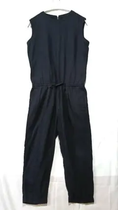 【シェアパーク】サロペットパンツ ノースリーブ オールインワン ブラック