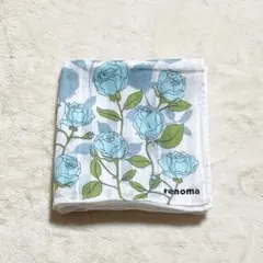 renoma ハンカチ 花柄 ブルー ホワイト
