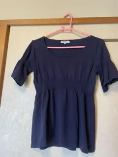 Tシャツ カットソー トップス　ネイビー　ナチュラルビューティー