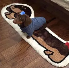ラグ ミニチュアダックス フロアマット　チョコタン マット 犬 ダックスフンド