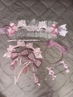 ヘアアクセサリー ピンク ヘアメ ヘッドドレス リボン ティアラ ロリータ