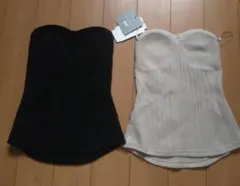 マメクロゴウチ　ユニクロ 3Dスフレヤーン　リブビスチェ 2色セット