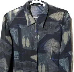 ヴィンテージ S M シアー 総柄 柄 長袖シャツ