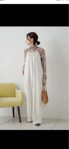 カスタネ　アイボリー スリーブレス オールインワン sizeF 春夏サロペット