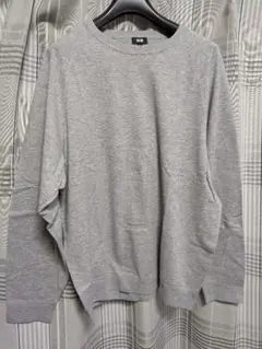 【美品/XL】ユニクロ ウォッシャブルクルーネックセーター 03 グレー
