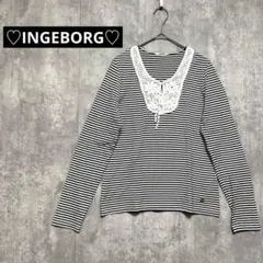 【886】インゲボルグ【13】ボーダーカットソー　レース　日本製　金タグ　美品