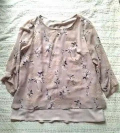 【ぽぽん様専用】ローズティアラ 花柄シフォンブラウス ベージュピンク