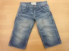 r823★エドウィン503ブルートリップ★W30ハーフ丈デニムジーンズ