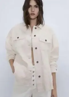 ZARA ザラ コーデュロイシャツジャケット クリーム