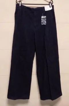 未使用タグ付　ユニクロ WOMEN ワイドトラウザージーンズ ネイビー XXL