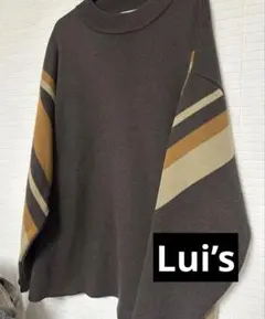 Lui's ブラウン ストライプ ハイネックニット