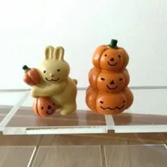 ハロウィン うさぎ かぼちゃ ハロウィン置物 フィギュア 2点セット
