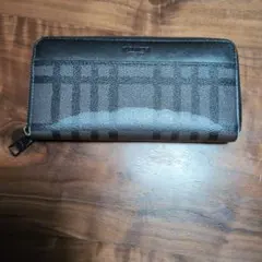 COACH 長財布 ラウンドファスナー チェック柄 ブラックのサムネイル