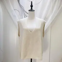 美品 ほぼ未使用品 ユニクロ XL オフホワイト モヘア ニットベスト