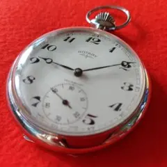 ROTARY手巻き式懐中時計　ユニタスムーブ　白文字盤　イギリス　機械式懐中時計