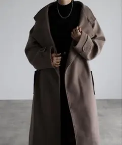 オーバーサイズ メルトン スタンダーカラー ルーズチェスターコート