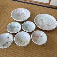 龍峰窯 竹斎 花みずき 宴揃 桜柄 食器セット 小皿 大皿 3種類 7点